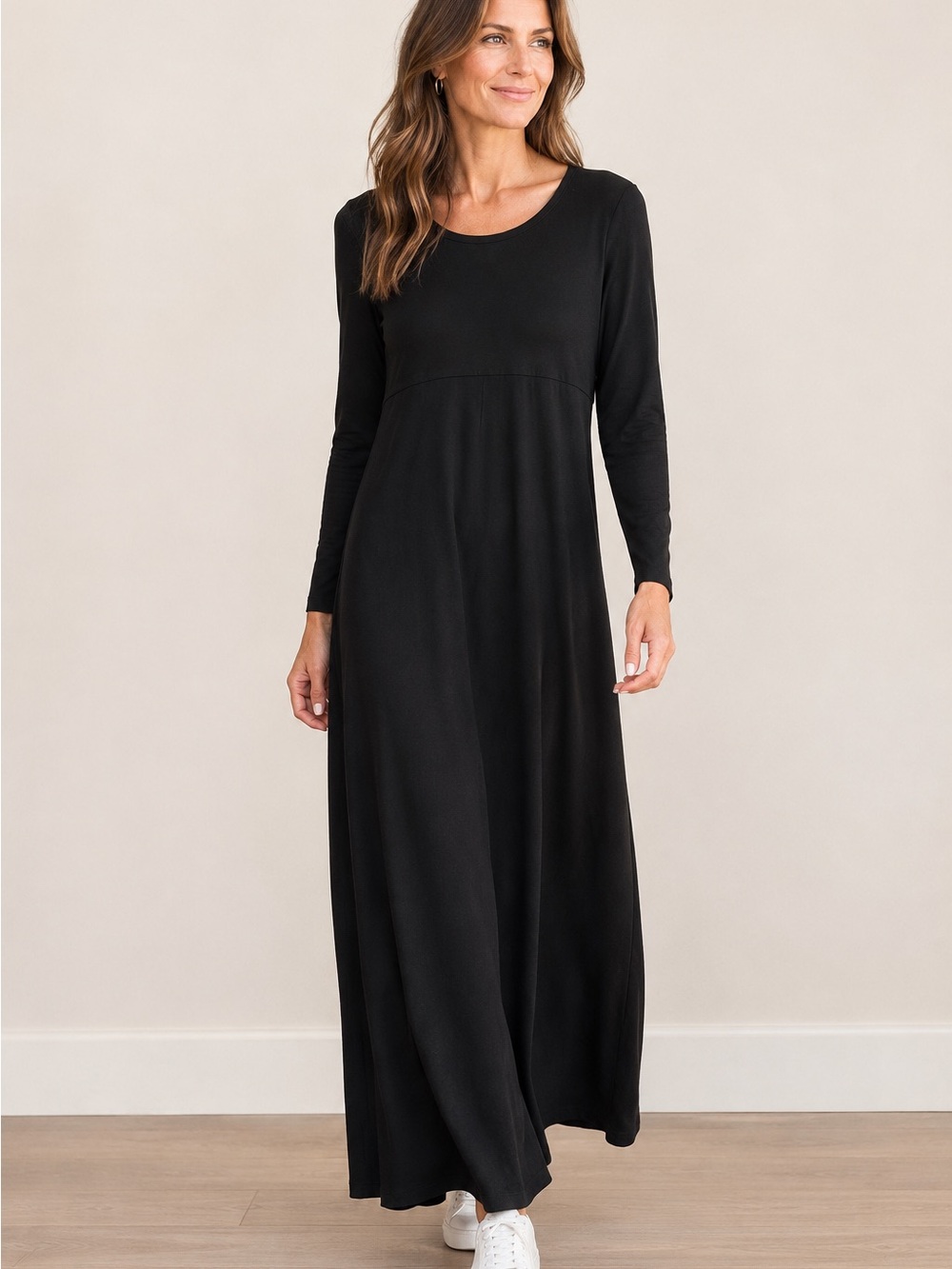 TravelSmith Black Long-Sleeve Maxi Dress